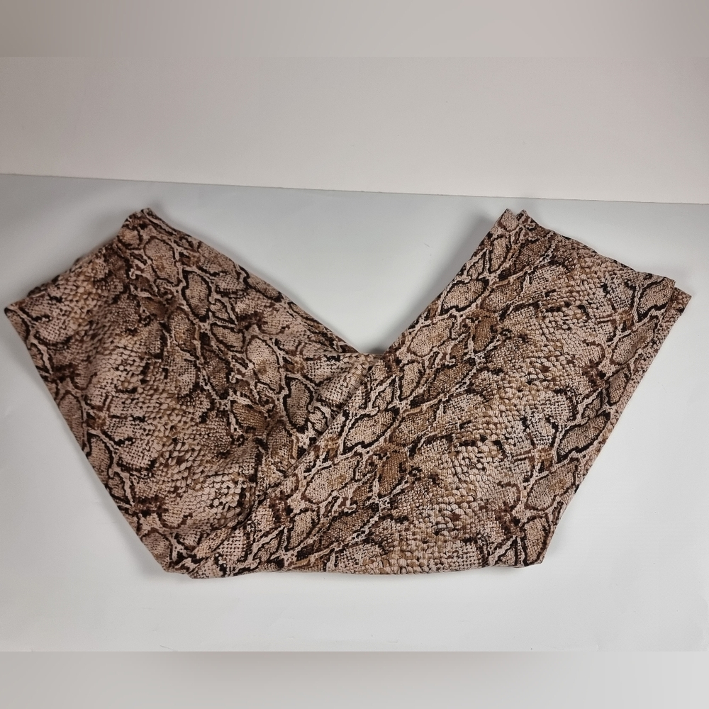 Reformation Brown Snake Print Stretchy Pants W/zipper Closure. Sz L